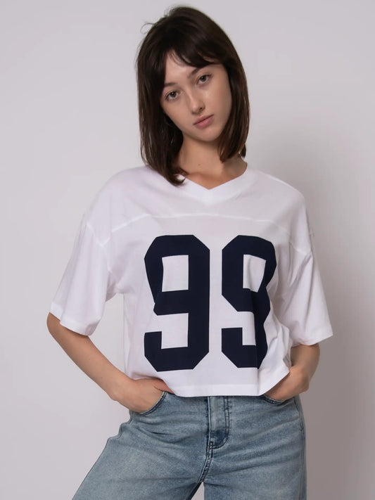 Olivia Short Sleeve V-Neck Top-WHITE