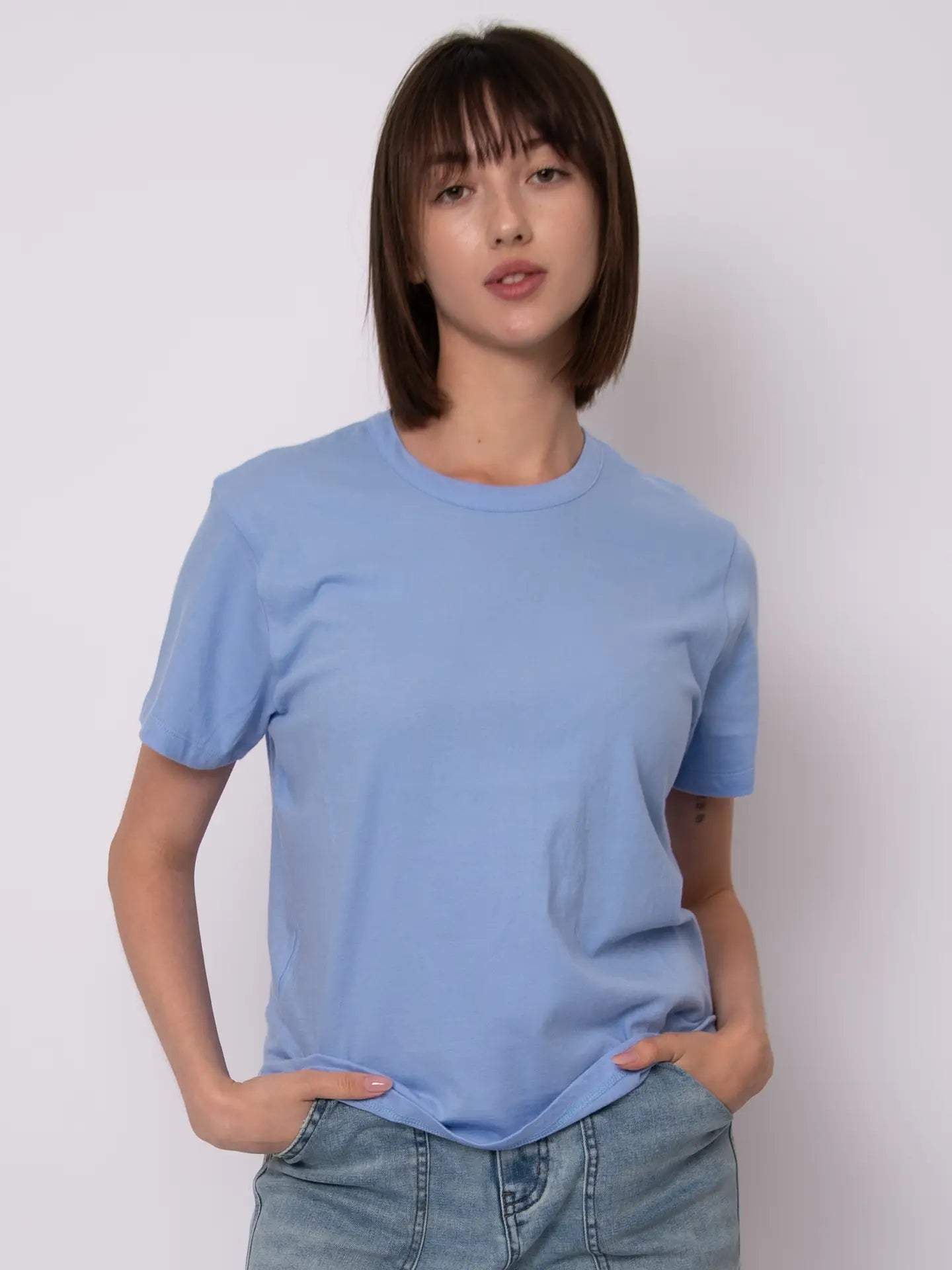 Zaya Short Sleeve Crew Neck Top-Periwinkle