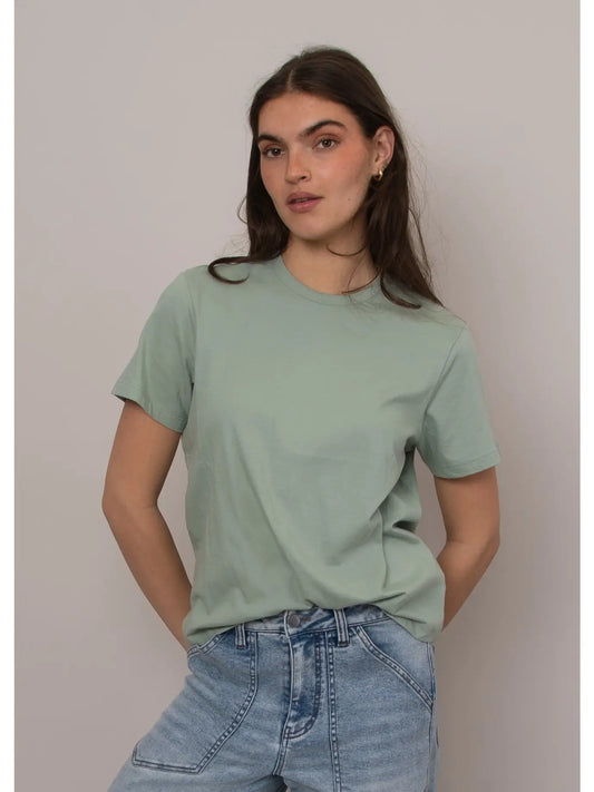 Zaya Short Sleeve Crew Neck Top-Ivy