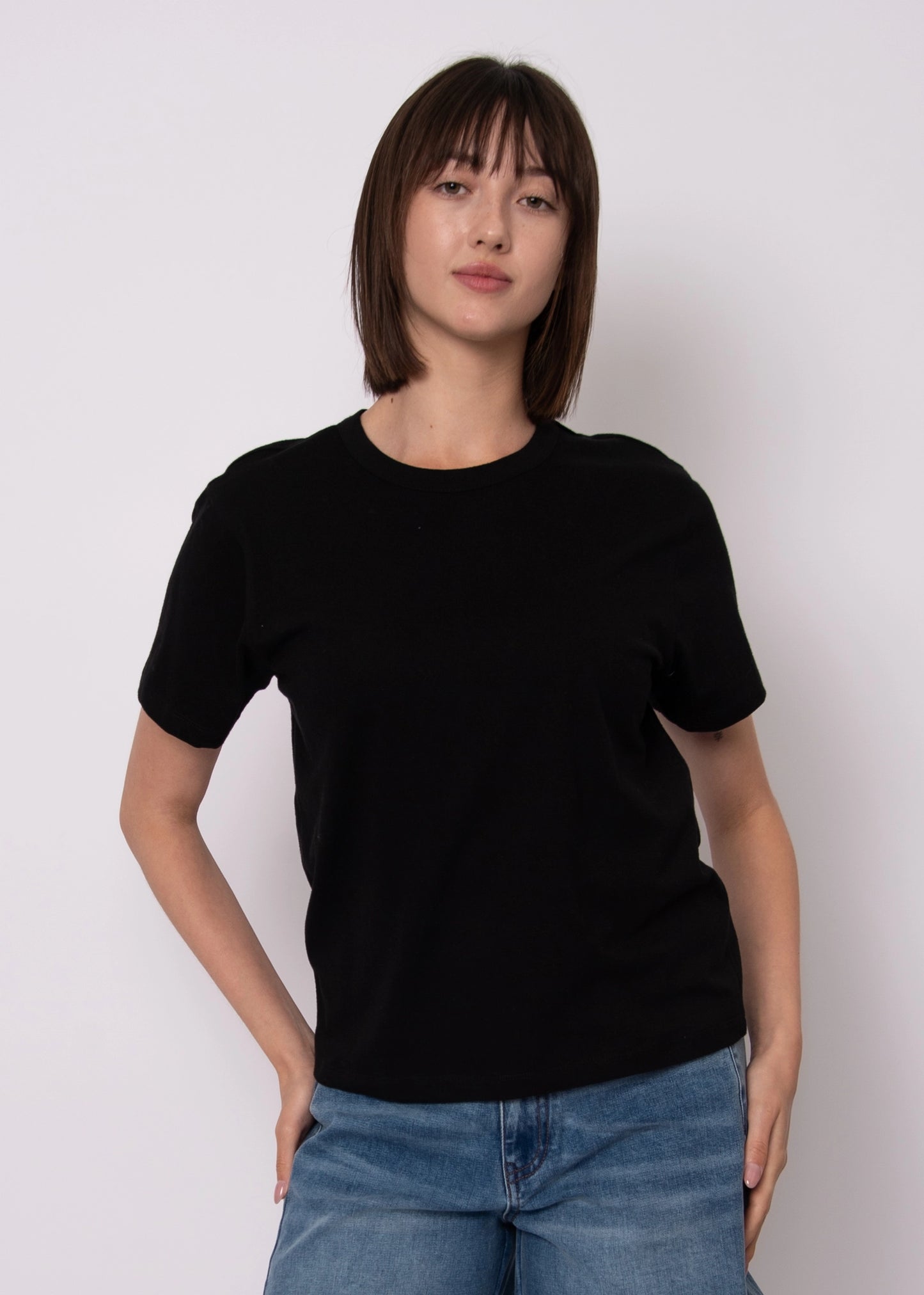 Zaya Short Sleeve Crew Neck Top-Black