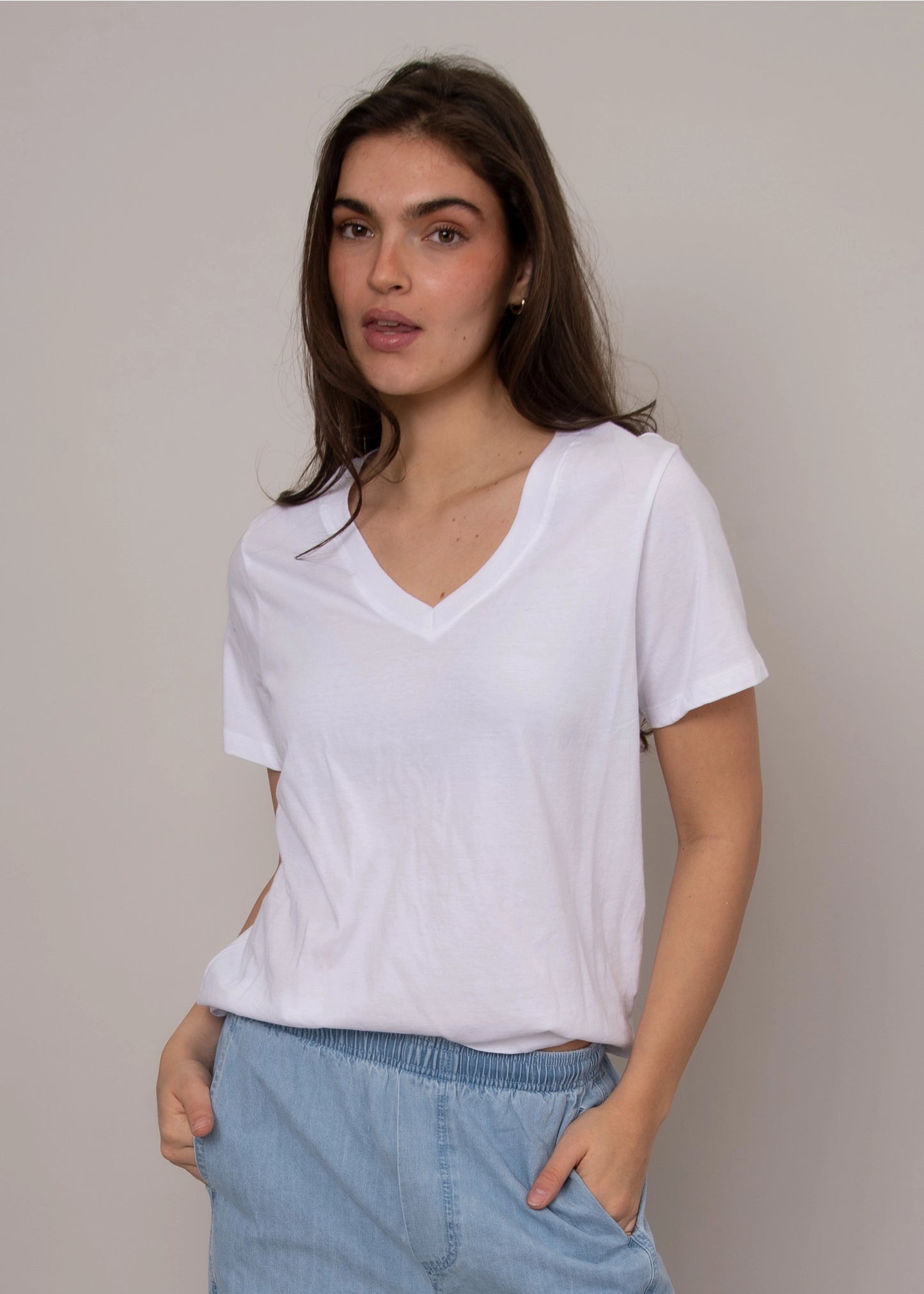 Milla Ss V Neck-White
