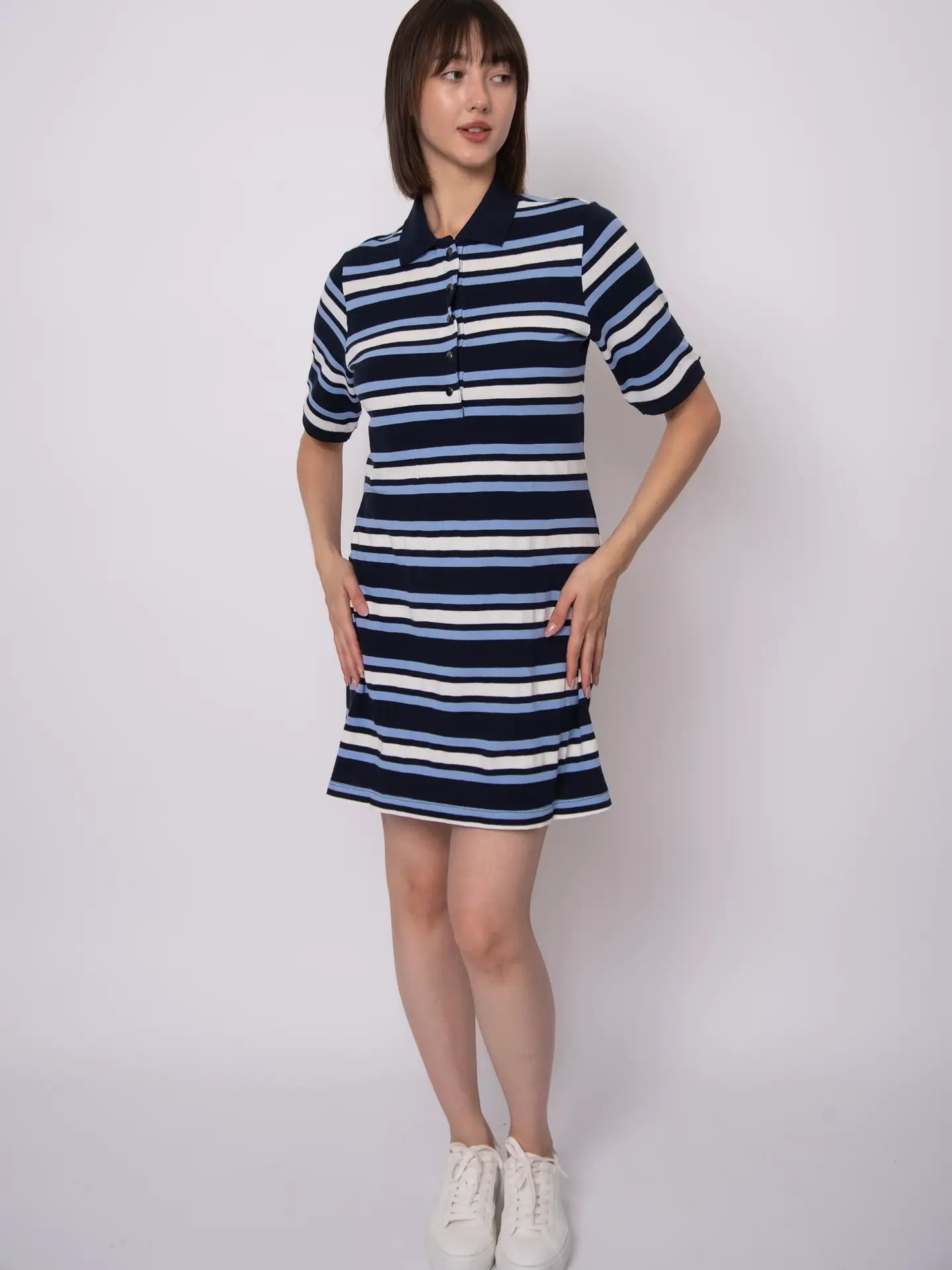 Jamilla Short Sleeve Polo Neck Dress(Final Sale)