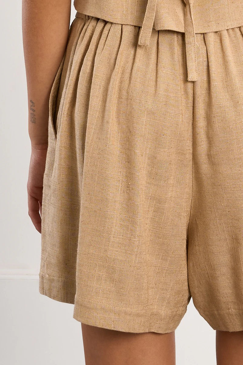 Linen Shorts-Beige