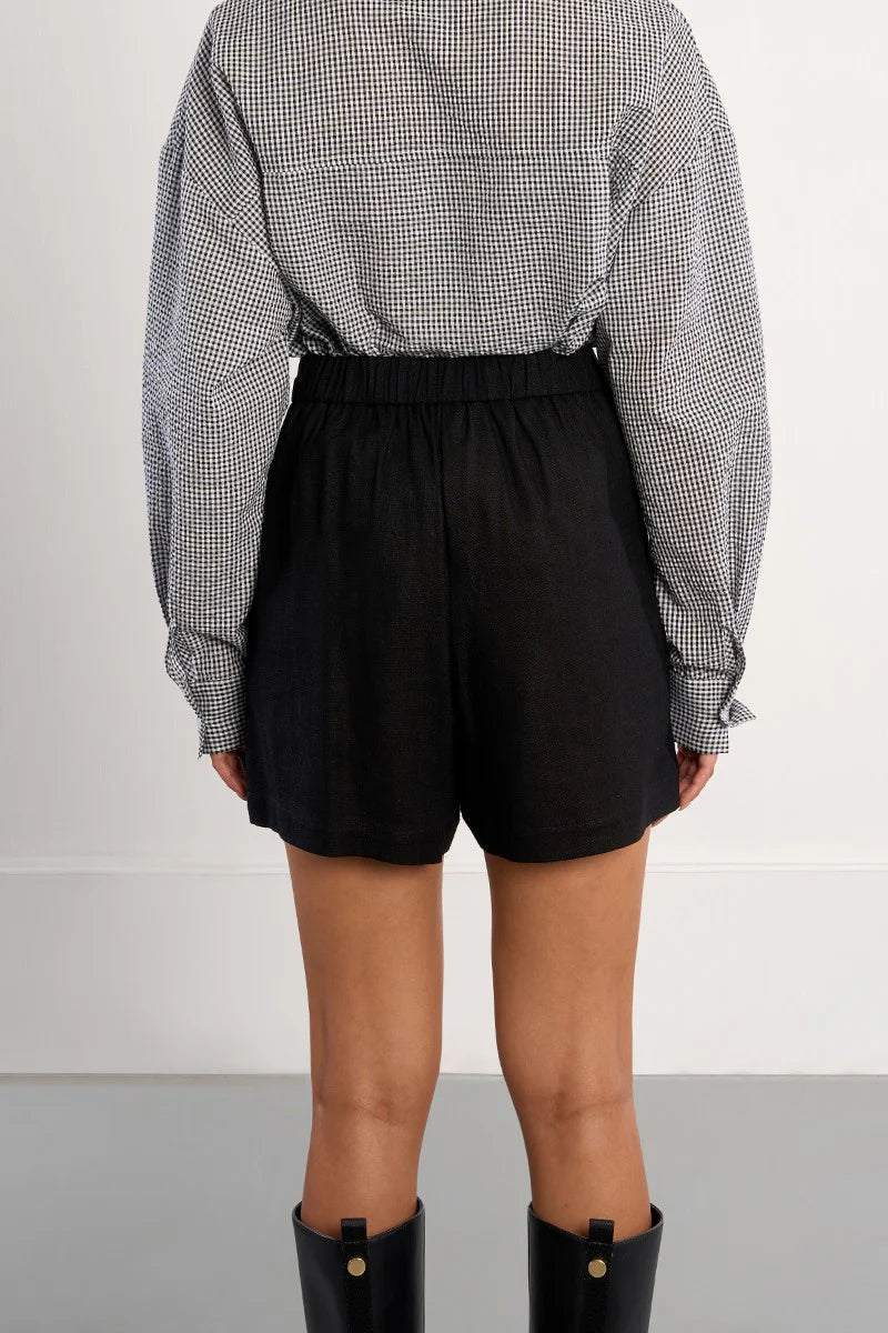 Linen Shorts-Black