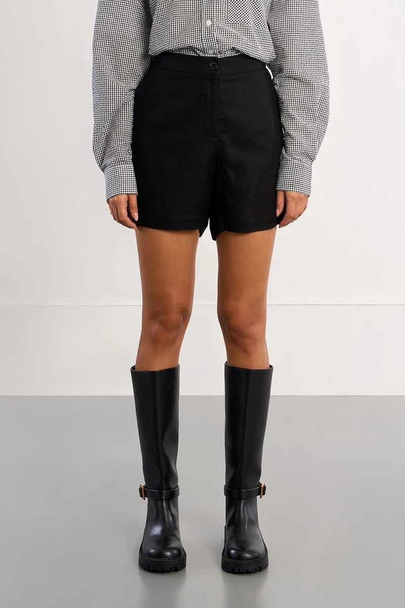 Linen Shorts-Black