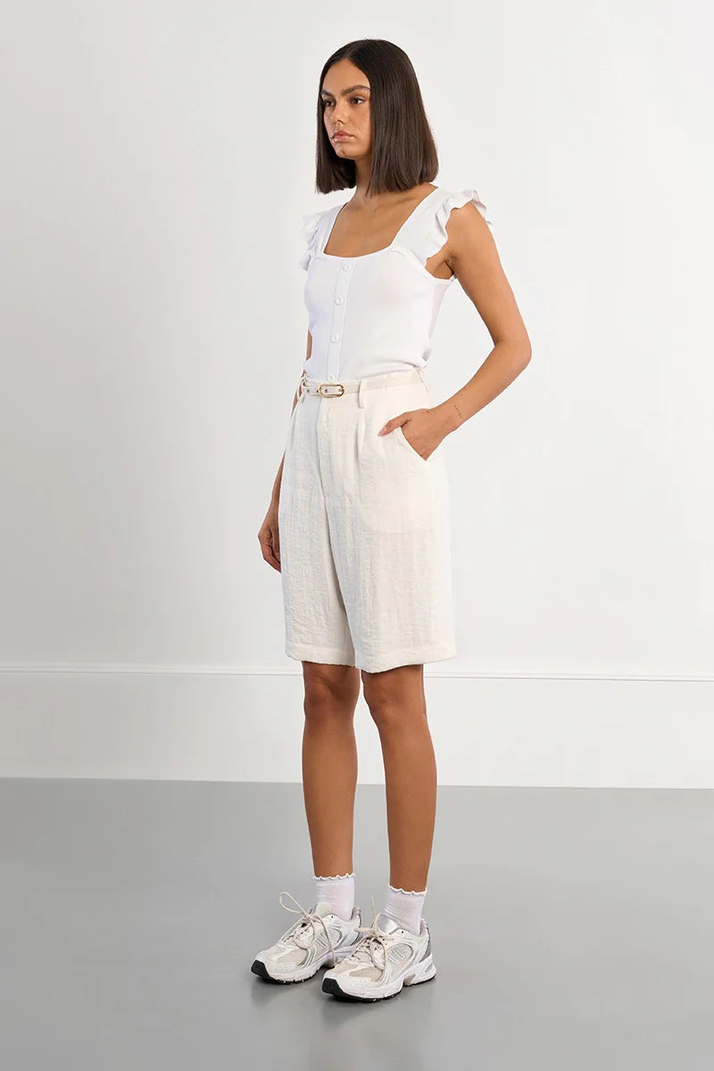 Fluid Bermuda Shorts-White