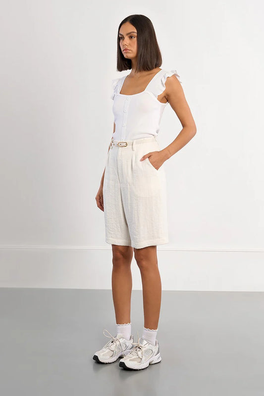 Fluid Bermuda Shorts-White