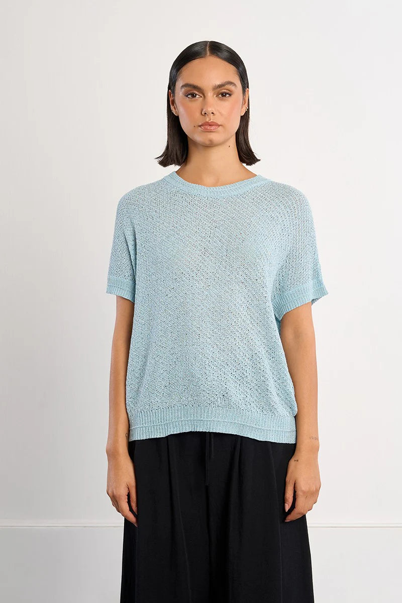 Short-sleeved knit-Blue