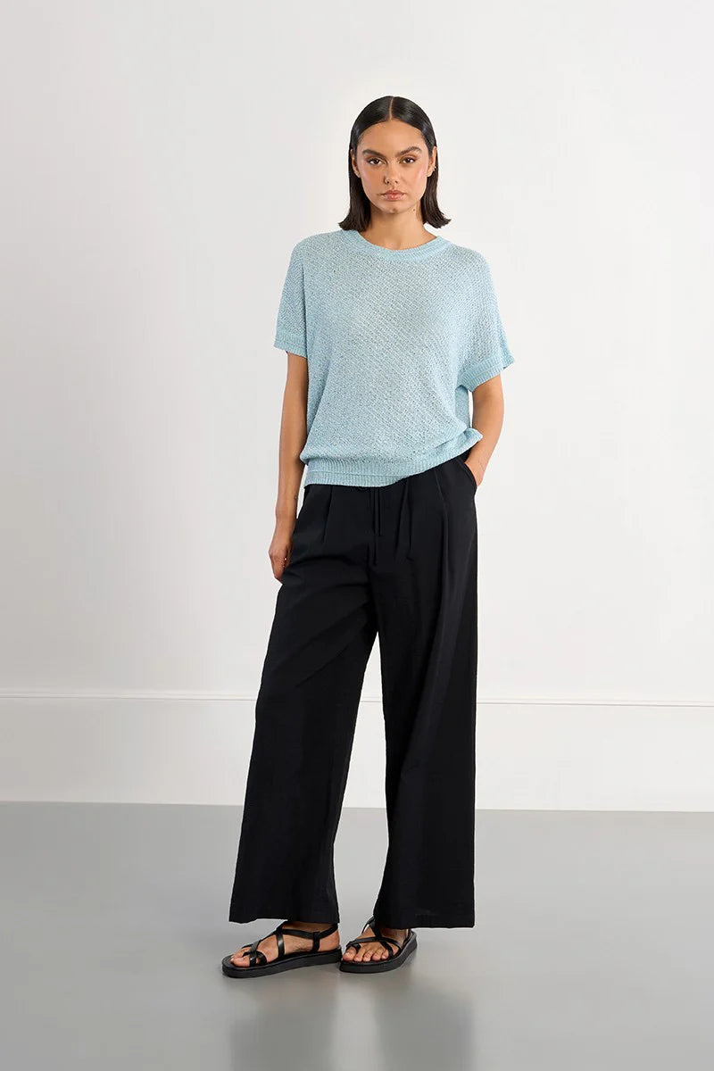 Short-sleeved knit-Blue