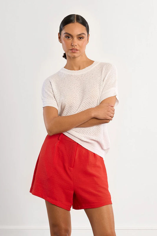 Short-sleeved knit-White