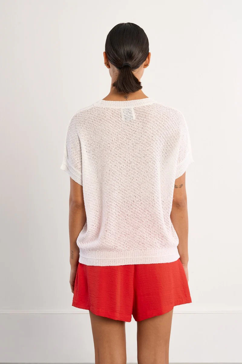 Short-sleeved knit-White