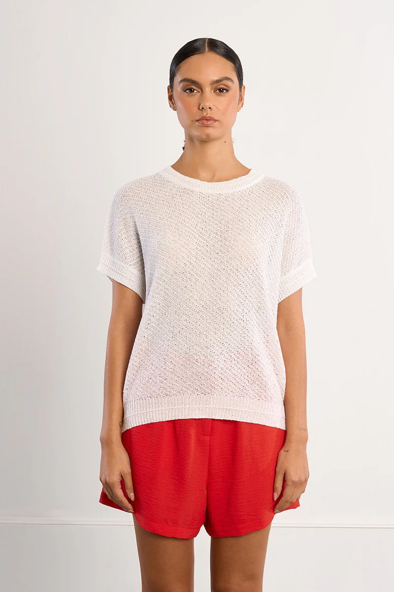 Short-sleeved knit-White
