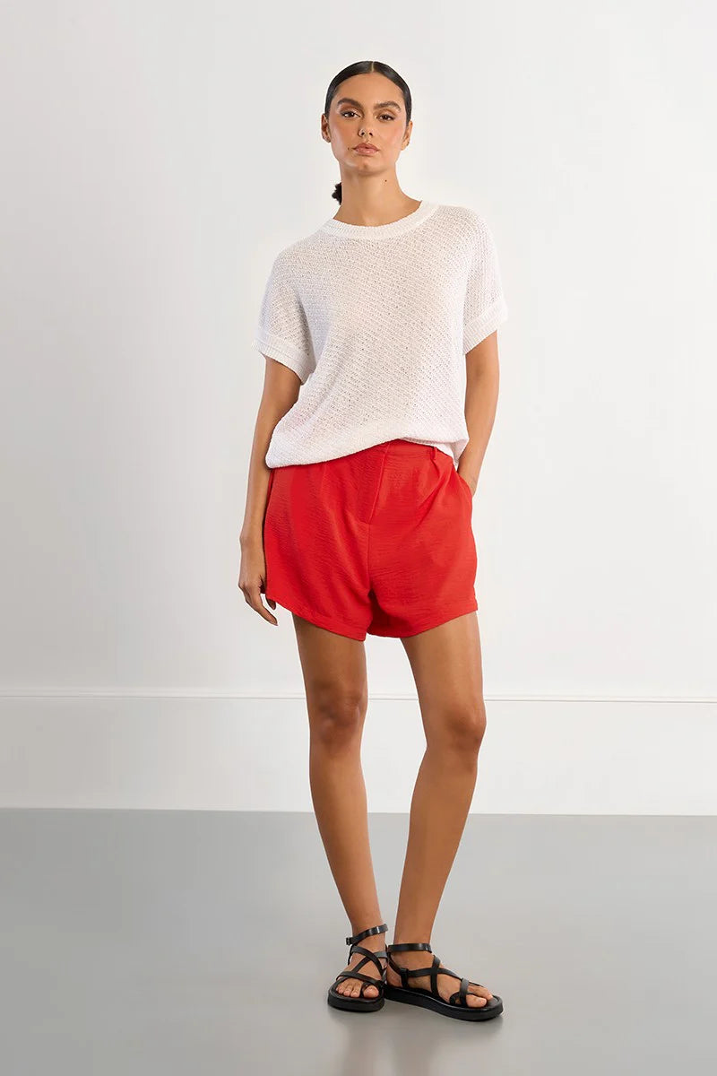 Short-sleeved knit-White