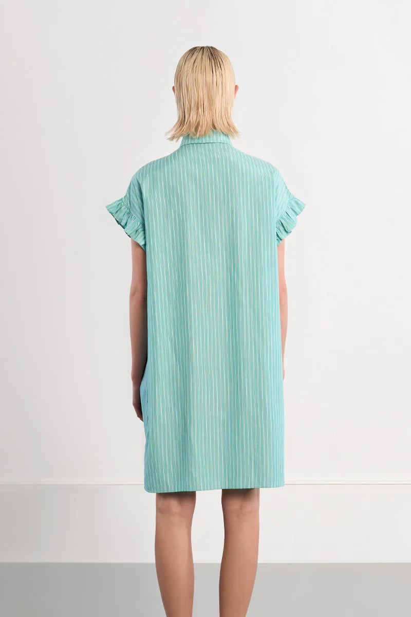 Cotton shirt dress, smocked-Mint