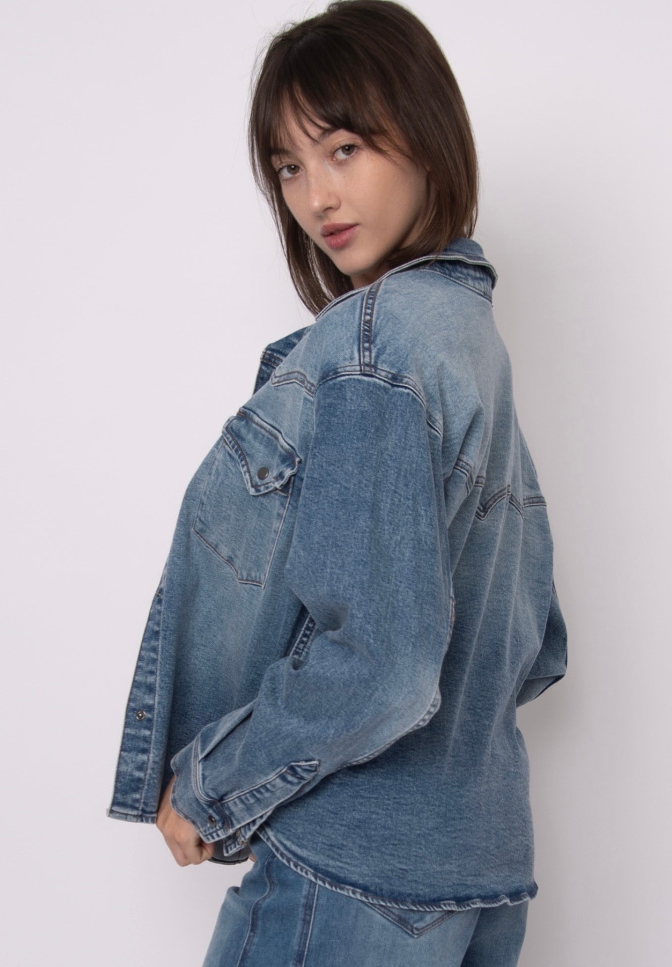 Lizette Denim Shirt-Dark Denim