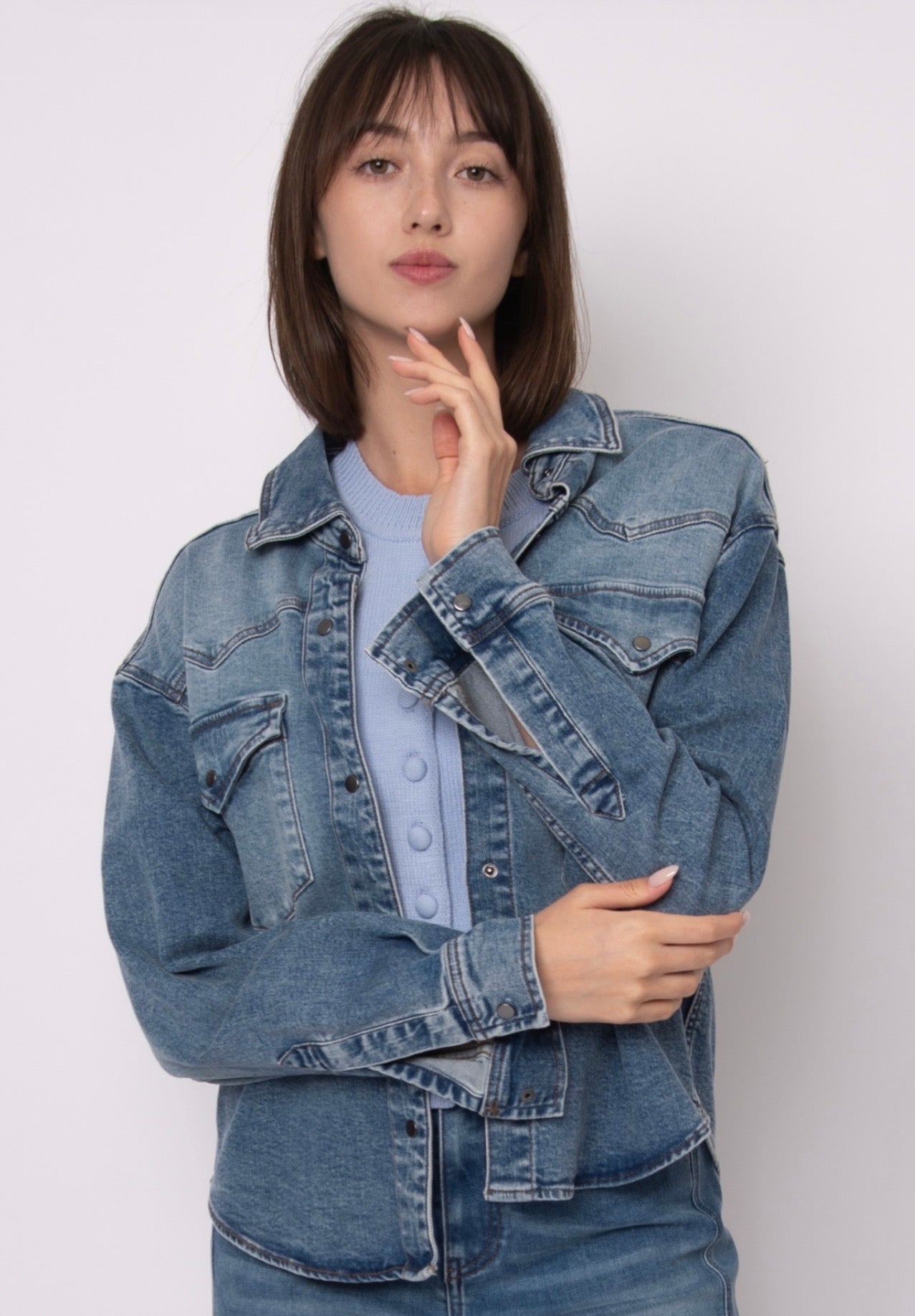 Lizette Denim Shirt-Dark Denim