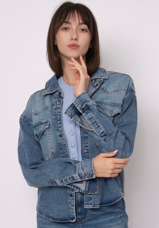 Lizette Denim Shirt-Dark Denim