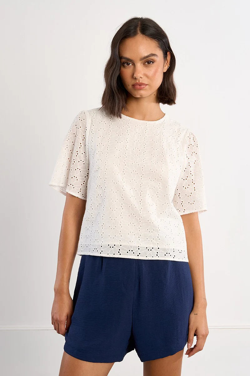 Cotton top, in broderie anglaise( final sale)