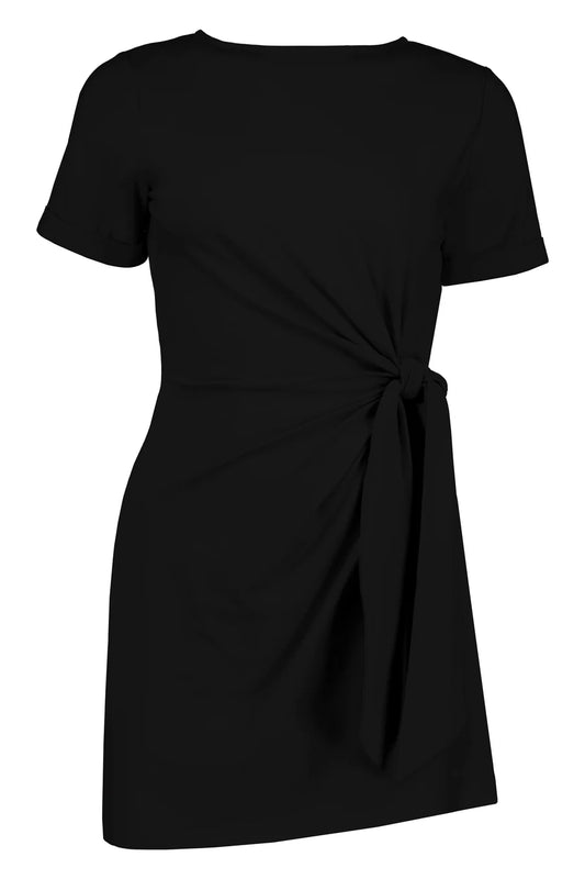 Side Tie Beach Dress-Black