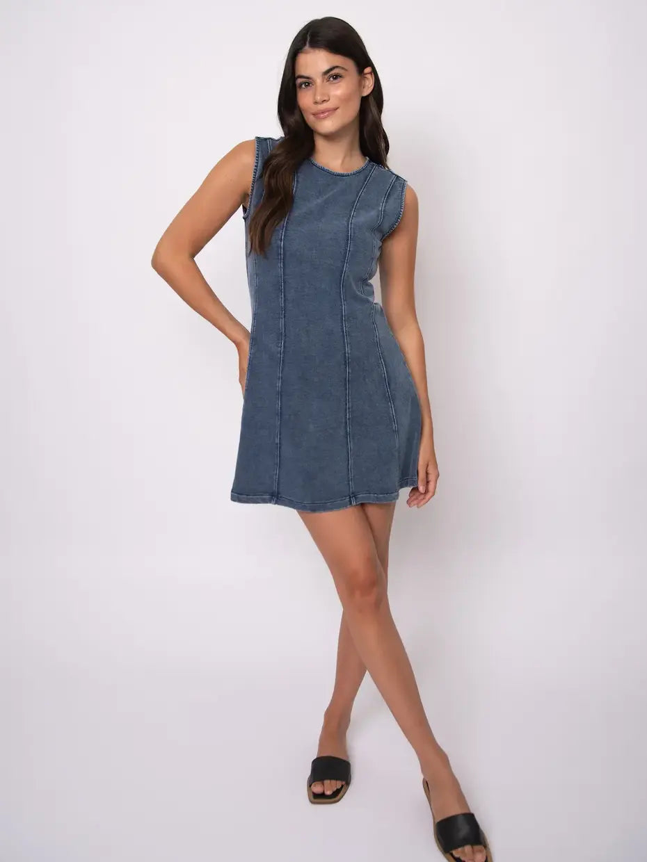 Radia French Terry Dress-Denim Blue