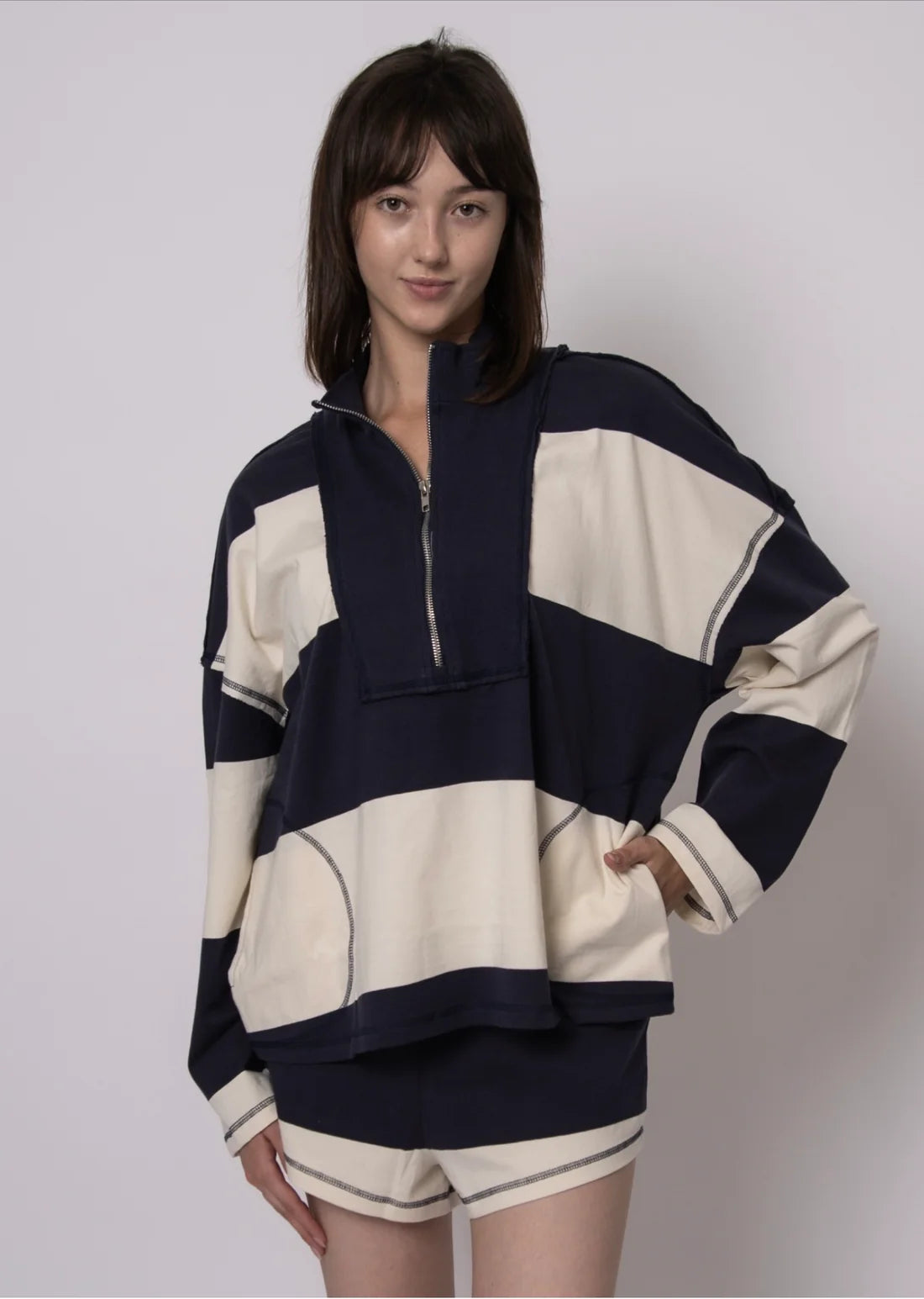 Camille Stripe Jersey-Navy