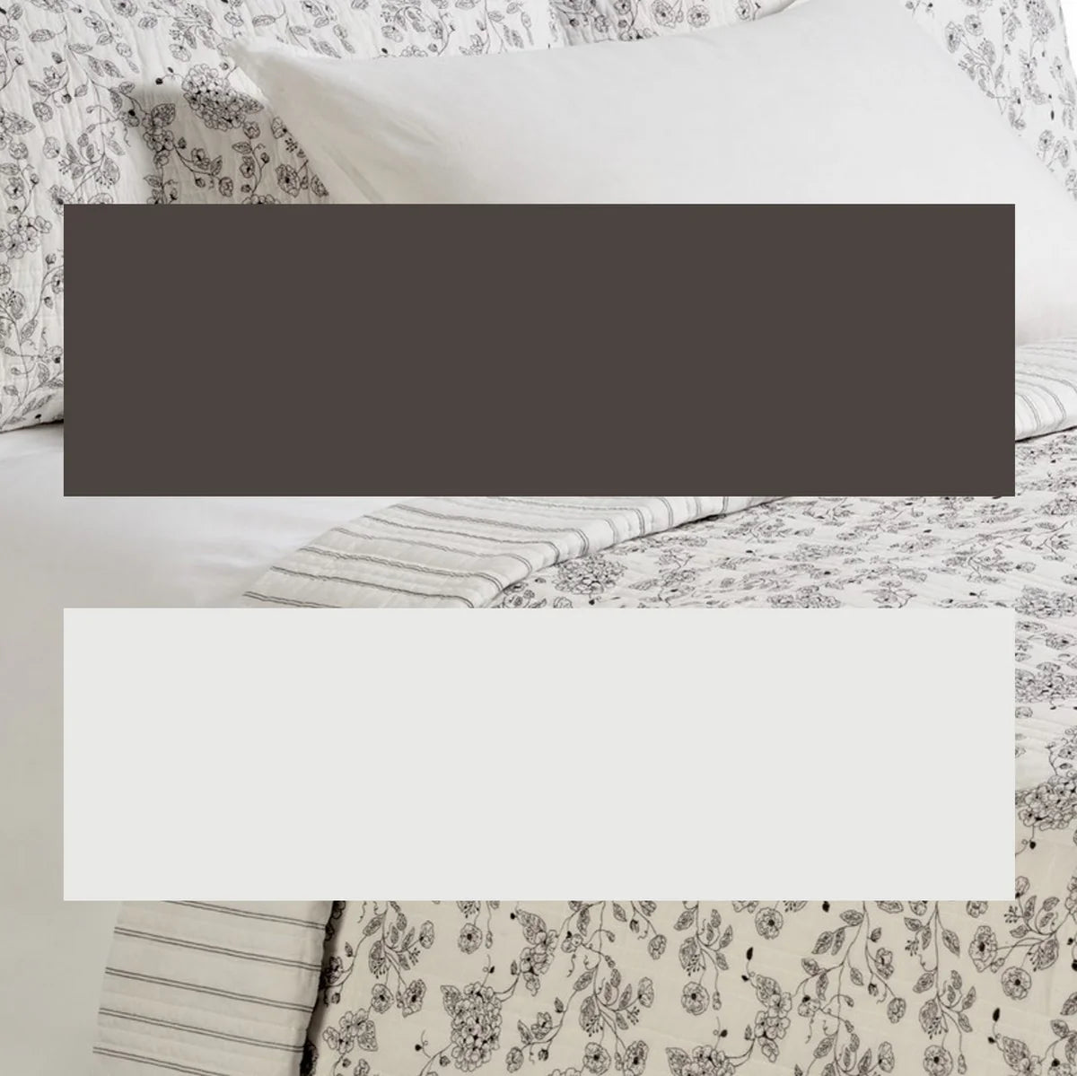 CHOCOLATE BROWN FLORAL QUILT CAMPAGNE-SUPER KING