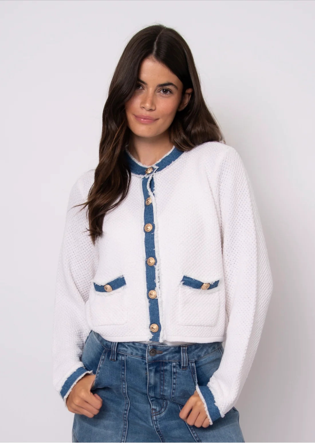 Jazzlyn Denim Combo Cardigan