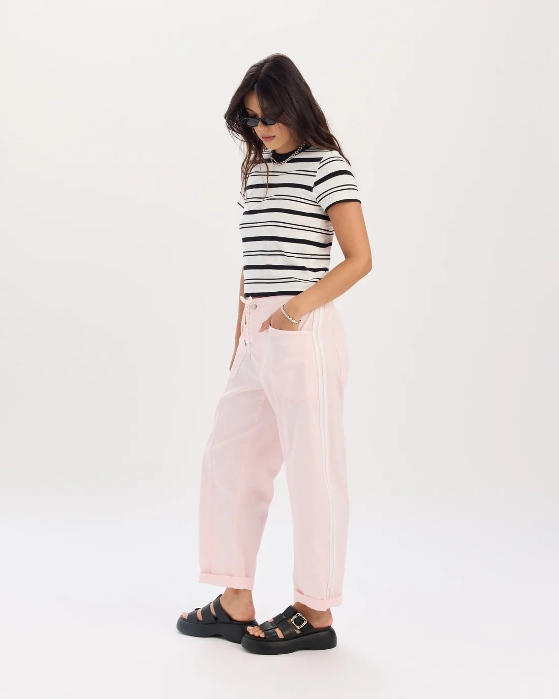 VILLA DRAWSTRING BARREL-PINK & White