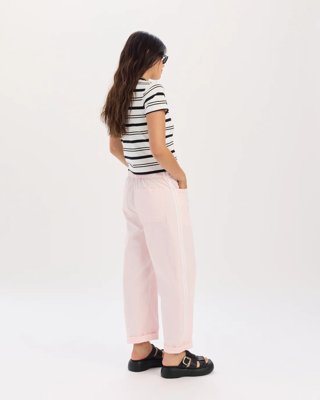 VILLA DRAWSTRING BARREL-PINK & White