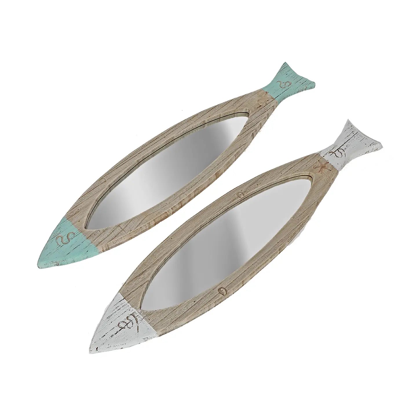 Wooden Fish Mirror-Teal