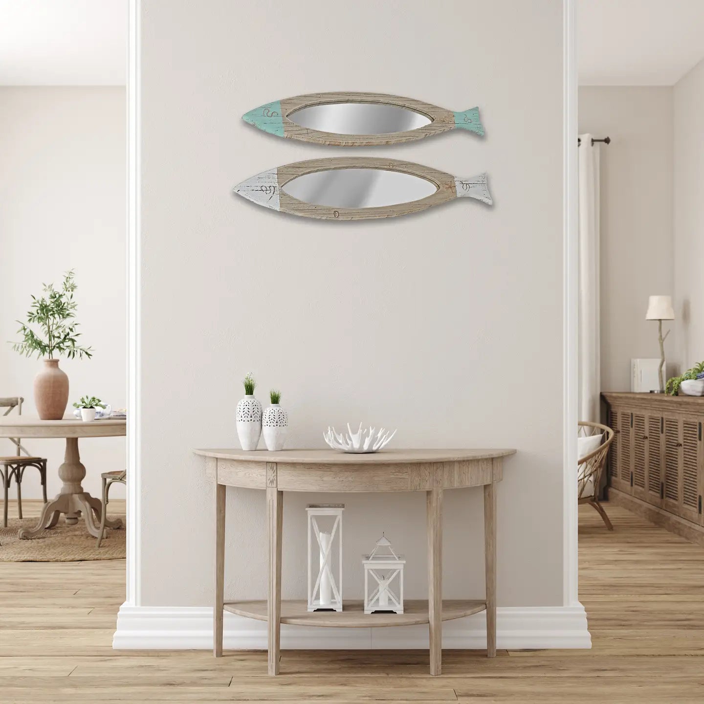 Wooden Fish Mirror-Teal