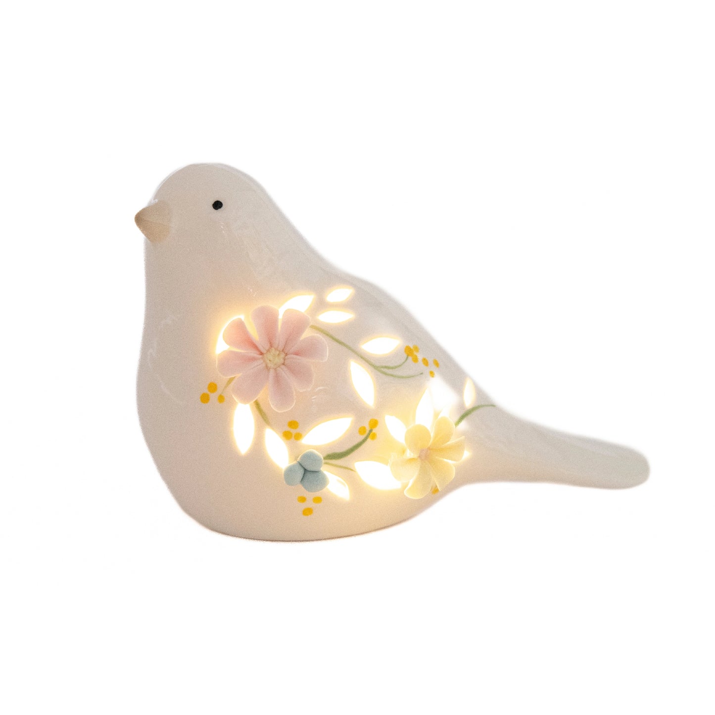 Led Porcelain Bird with Floral