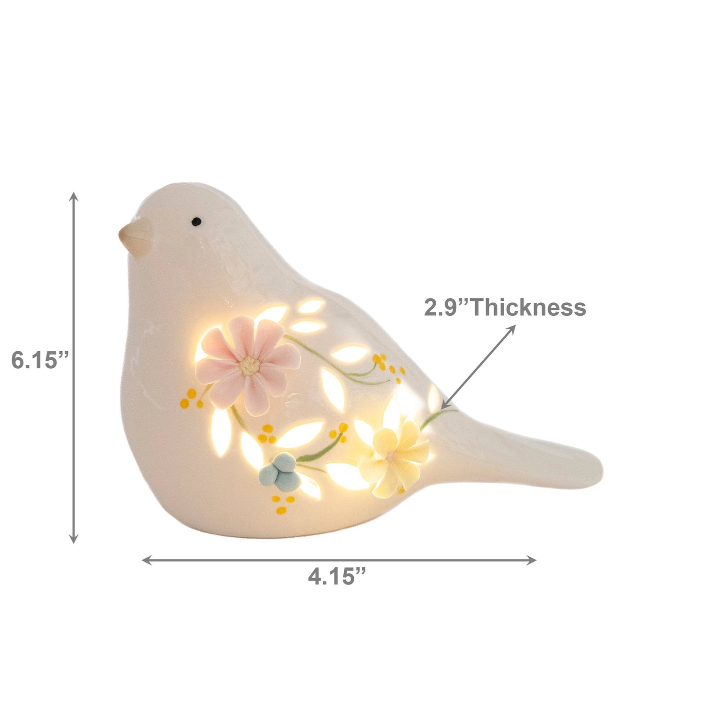 Led Porcelain Bird with Floral