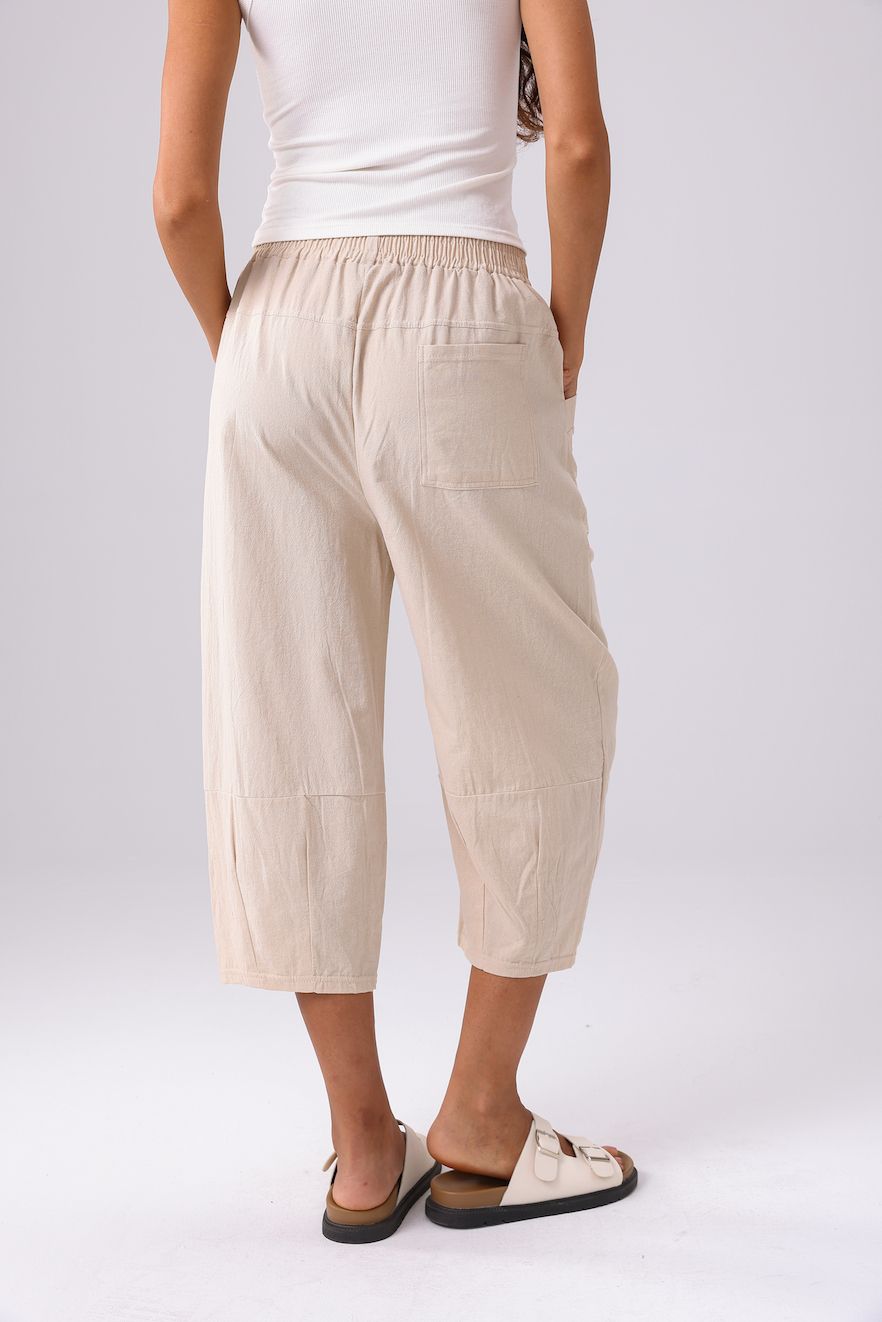 Cotton Cropped Pant-Beige(Final Sale)