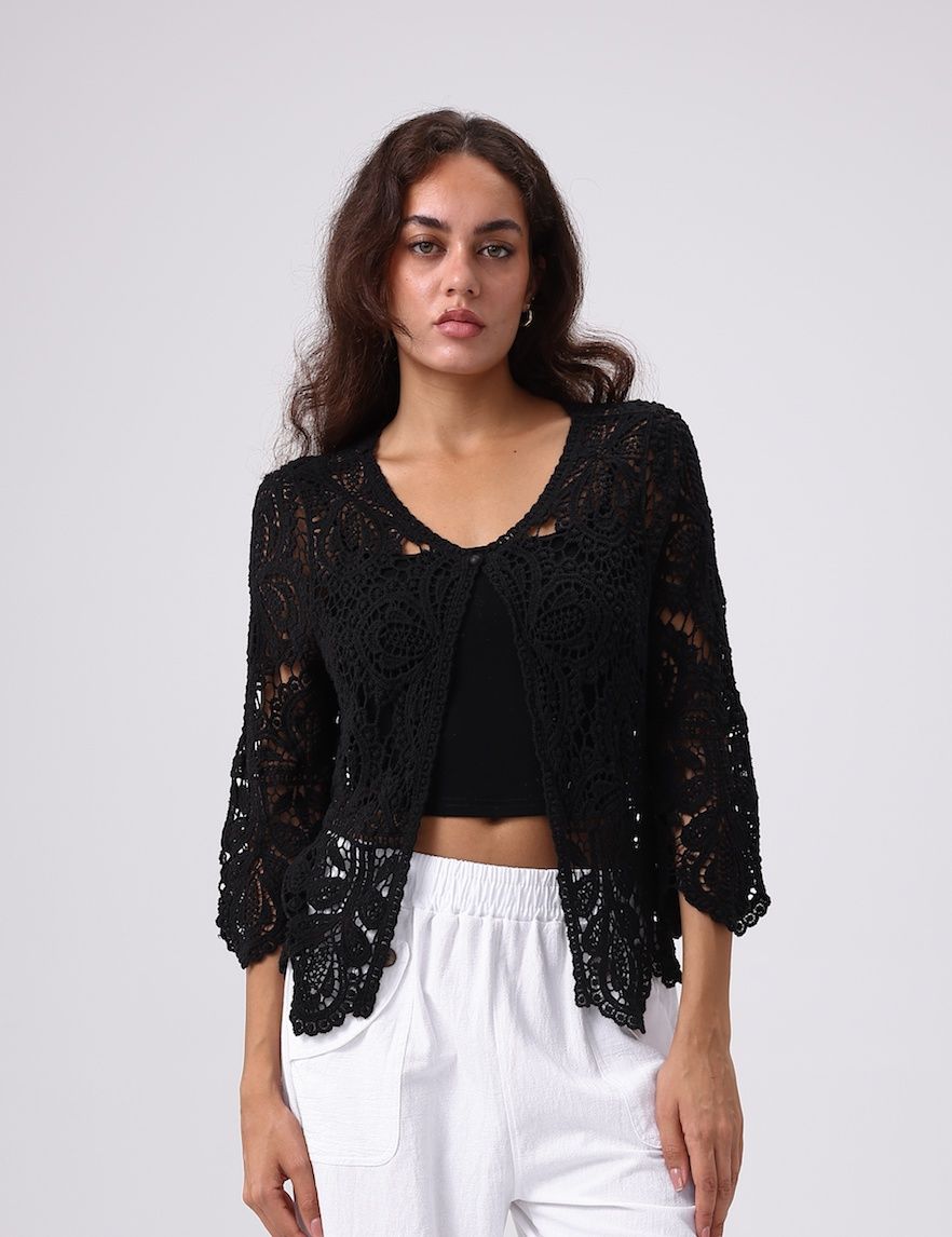 Crochet Cardigan-Black (Final Sale)