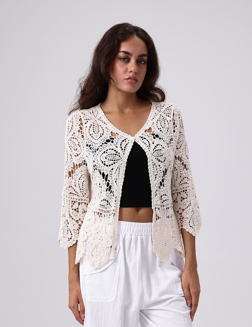 Crochet Cardigan-Beige (Final Sale)