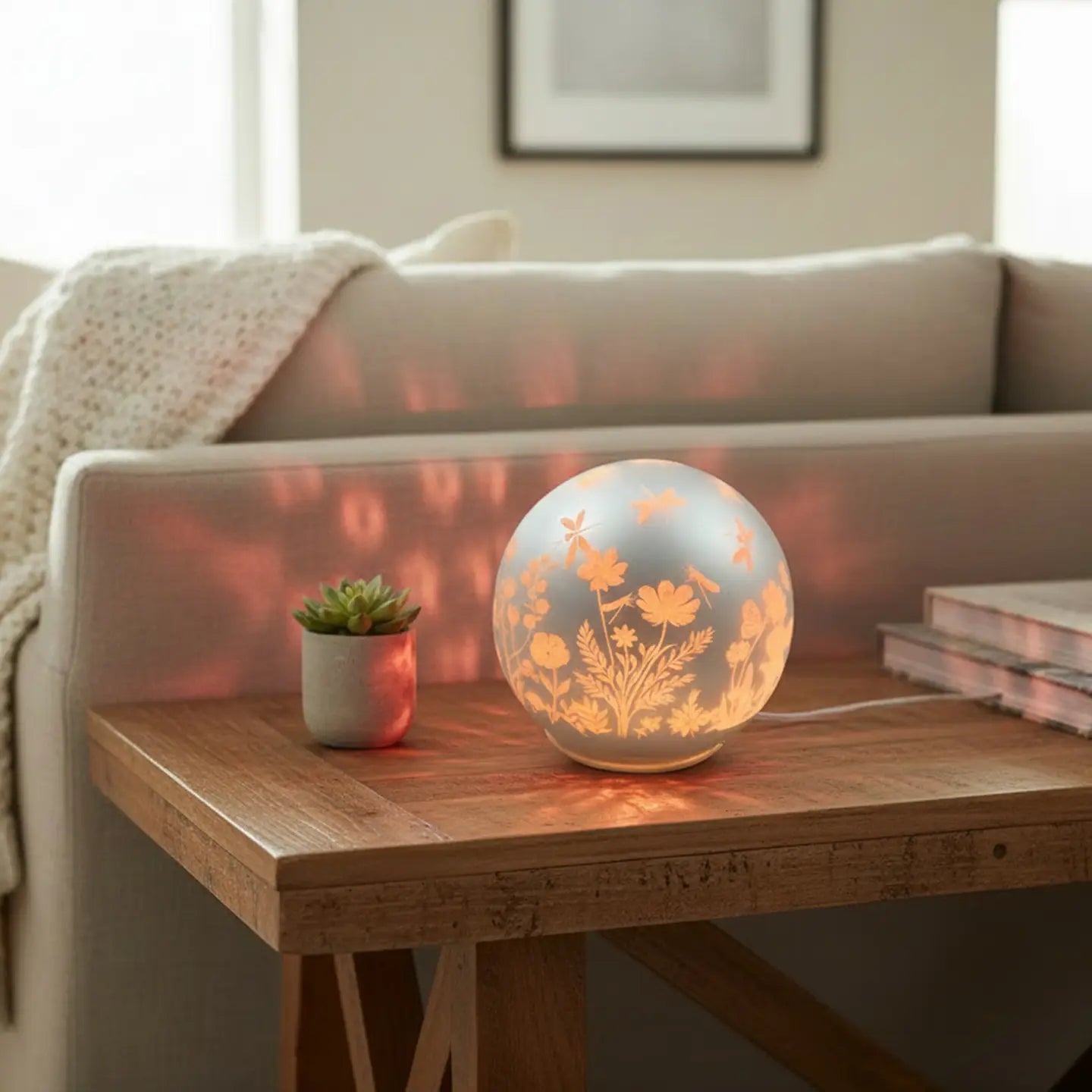 Led Glass Globe Decor-Dragonfly