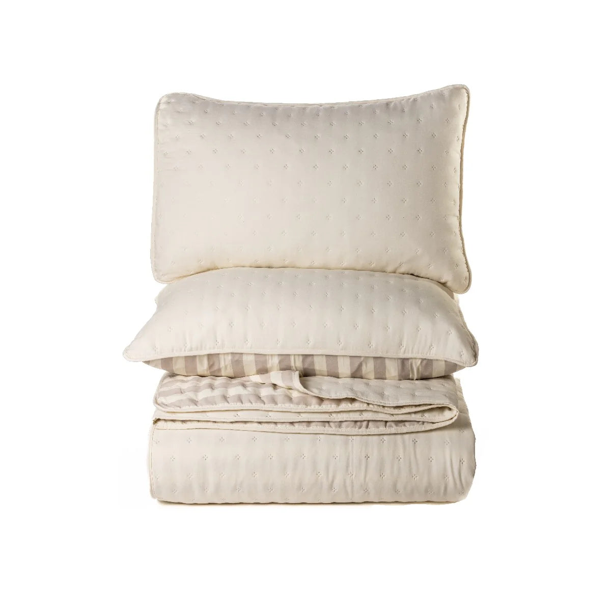 ANN SOLID NATURAL QUILT-KING