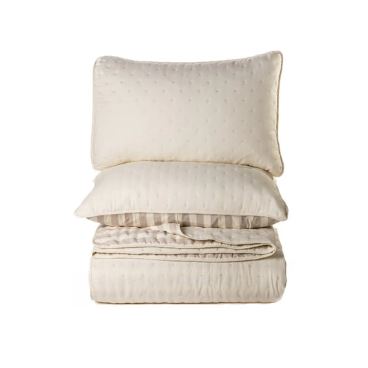 ANN SOLID NATURAL QUILT-KING