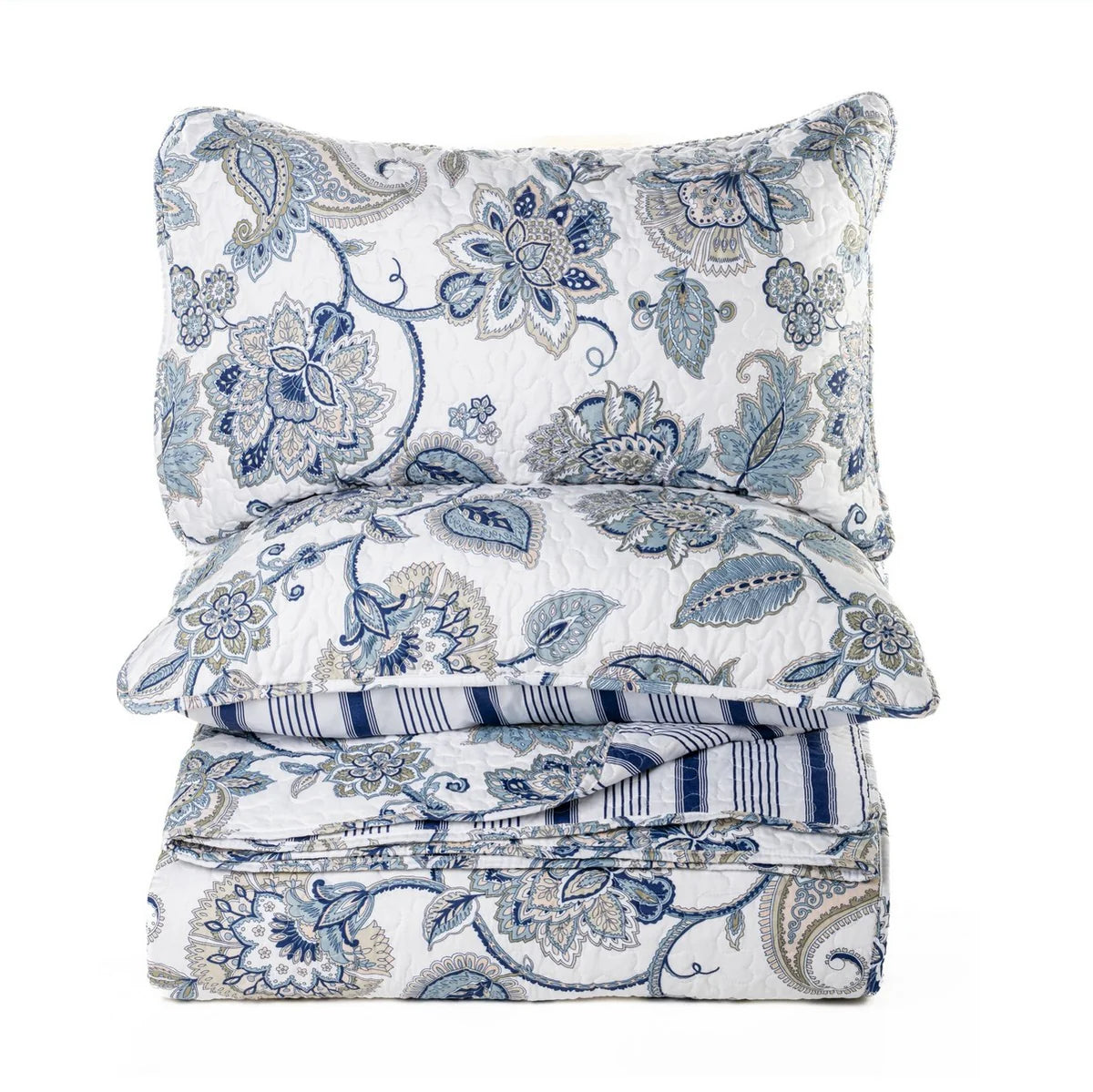NIL NAVY AND WHITE REVERSIBLE QUILT SET-KING