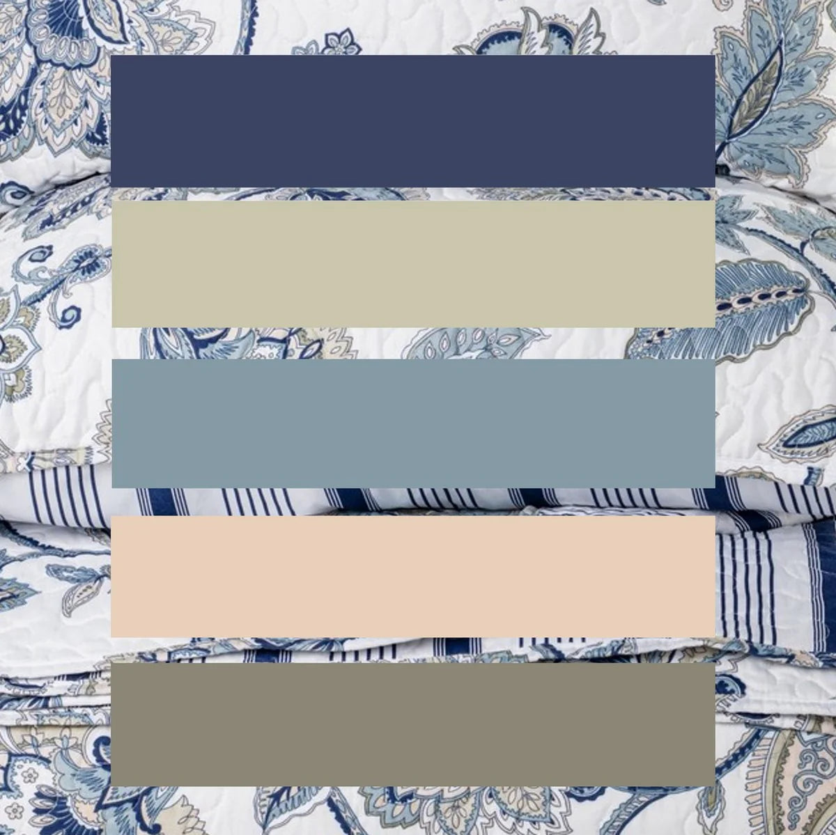 NIL NAVY AND WHITE REVERSIBLE QUILT SET-KING