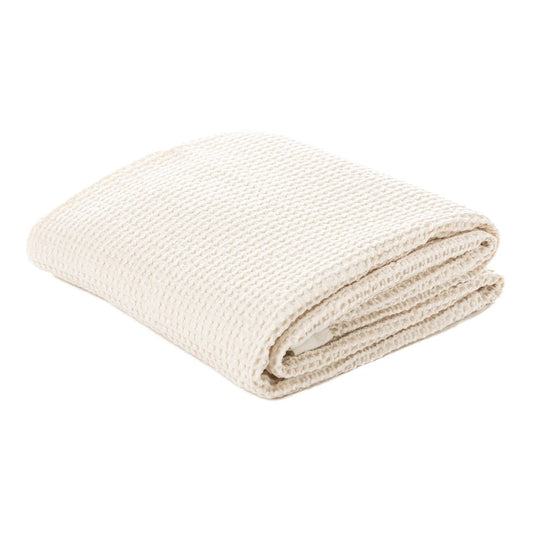 CREAMY CREAM WAFFLE COTTON THROW