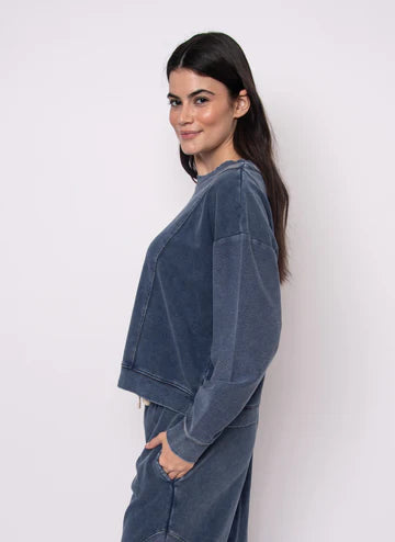 KACEY FRENCH TERRY SWEATSHIRT-DARK BLUE