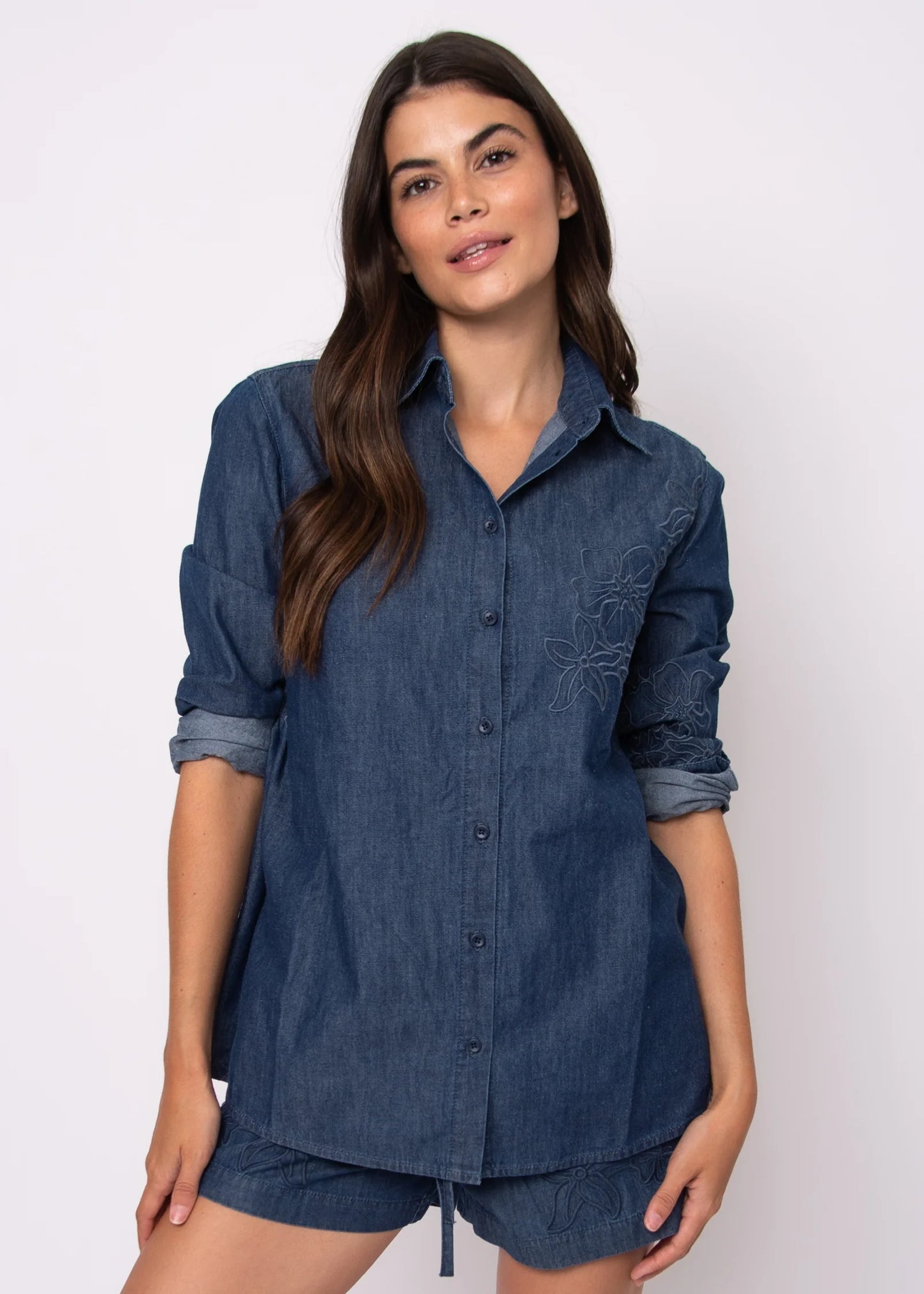 SHERLYN DENIM SHIRT-DARK DENIM