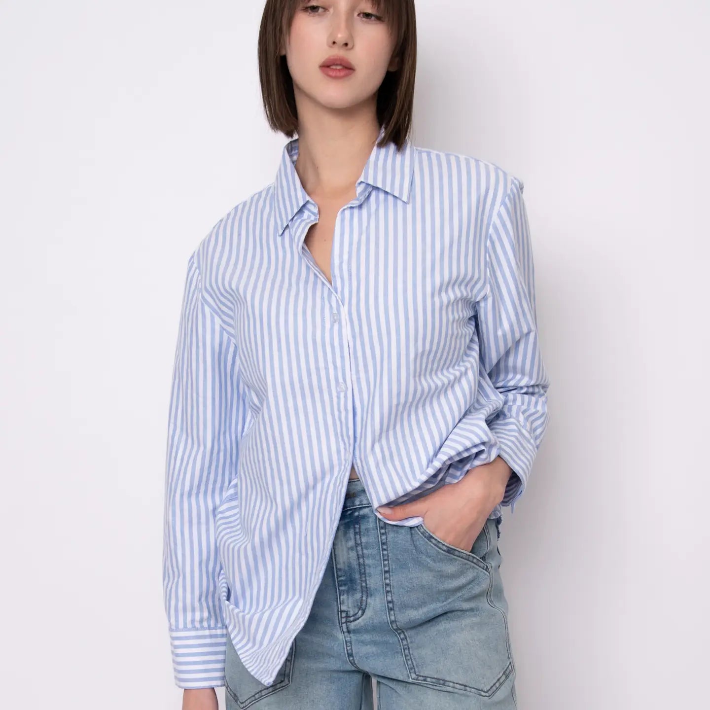 LUERA STRIPED BLOUSE-BLUE