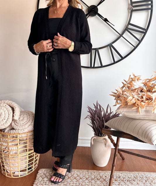 Cassandra V Neck Duster-Black