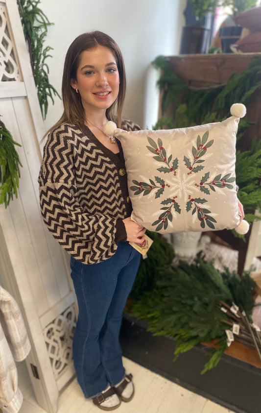 Velvet Print Holiday Cushion