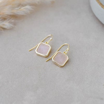 Glee Florence Earrings-gold/rose quartz