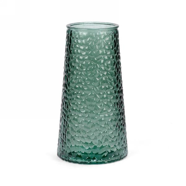 Green textured glass vase