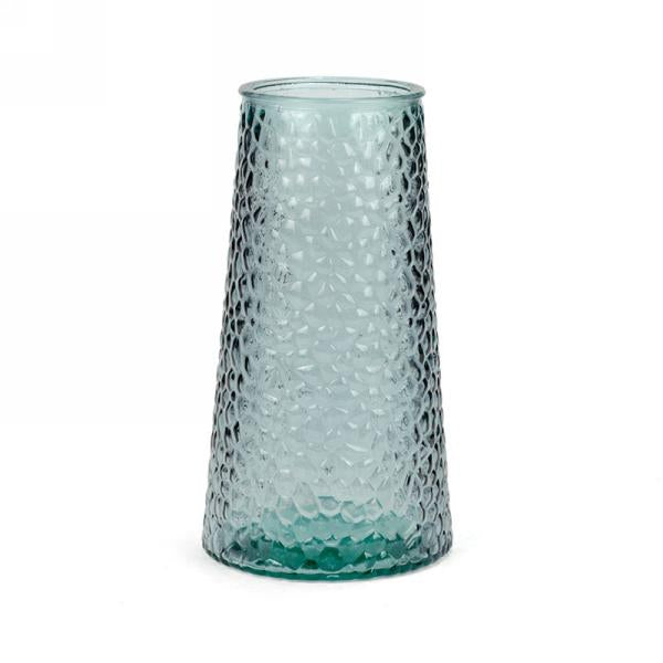 Aqua textured glass vase